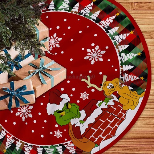 NEW G-rinch Christmas Tree Skirt Decorative Apron Carpet Floor Mat Decor Gift AU - Picture 12 of 49