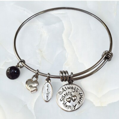 ALEX AND ANI Rafaelian Silver Sisters Charm Bangle Bracelet