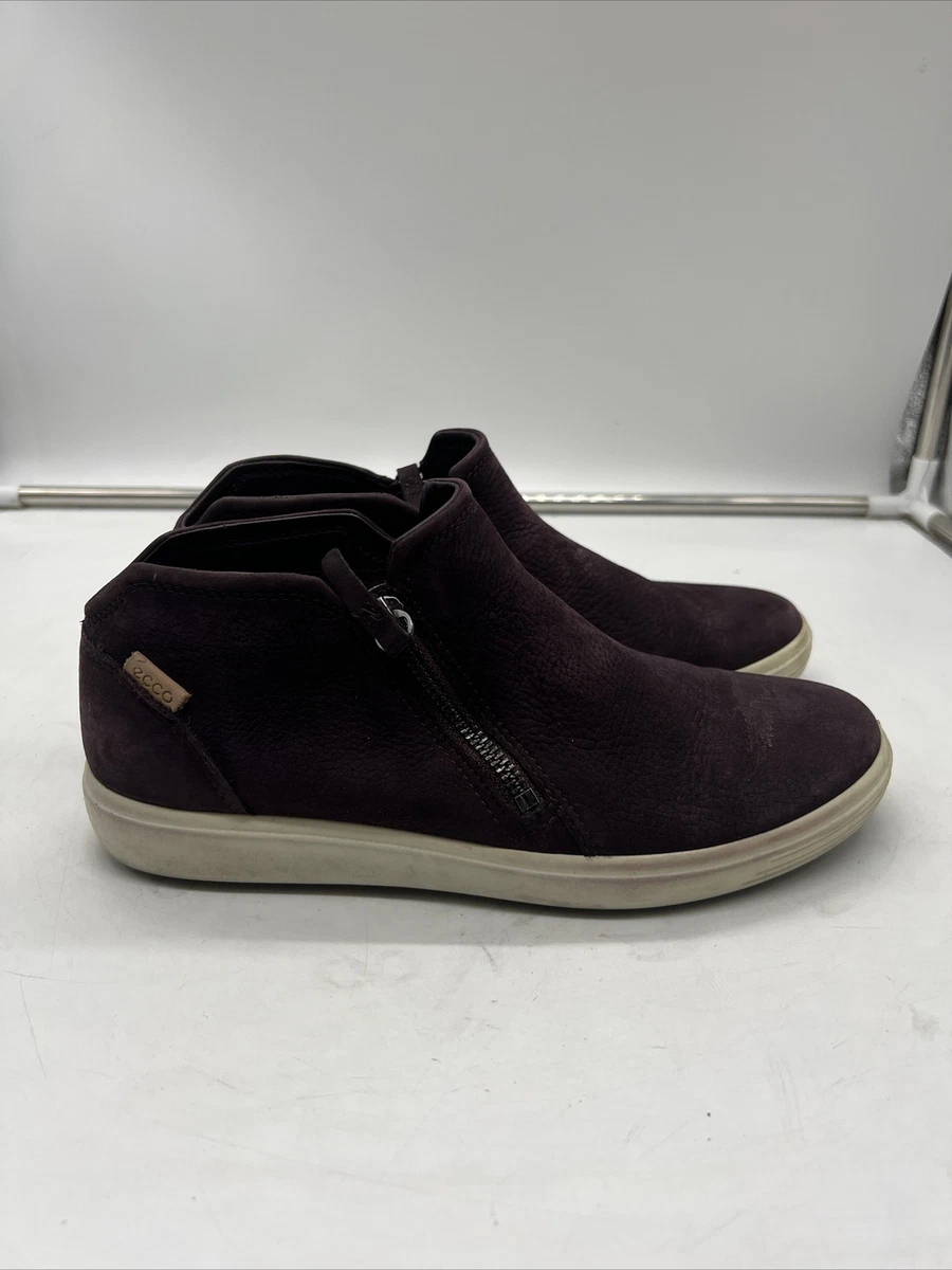 Ecco Soft 7 Ankle Boots Booties Shoes Womens Size 8 Purple Suede Leather