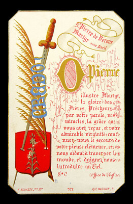 St Pierre de Verone Priere Saint Peter of Verona Prayer Antique French Holy Card
