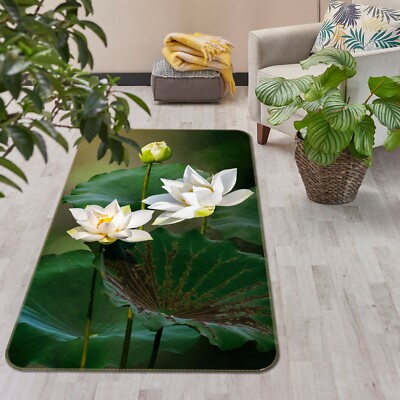 3D White Lotus NAO8444 Game Rug Mat Elegant Photo Carpet Mat Fay