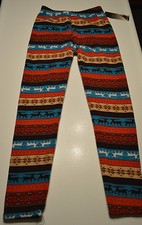 Women's Winter Fun Warm Fleece Lining Footless Patterned Leggings Size S-M