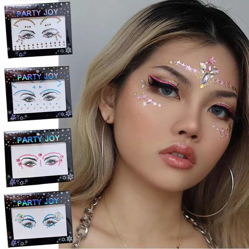 1 Sheet Face Gems Adhesive Glitter Face Jewel Festival Rave Party Body Make  Up ☆