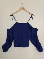 Belle & Sky Sweetheart Off Shoulder Top Womens Small Royal Blue Blouse Chic 