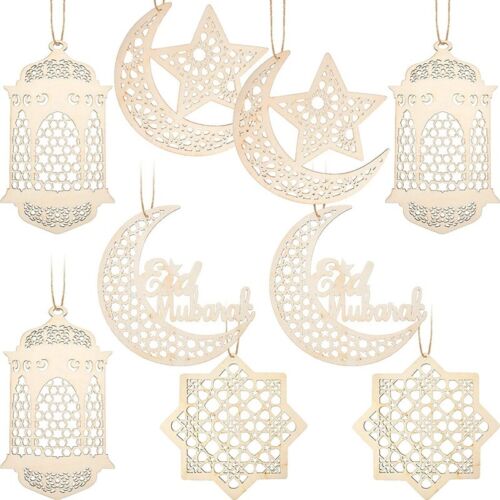 9 StüCke  AnhäNger Ornament Ramadan Hohl Dekoration Mond Stern Windlich1042 - Bild 1 von 7