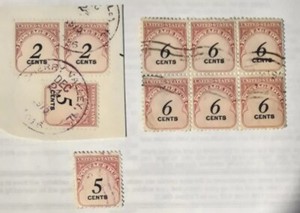 10 US Postage Due Stamps, 1959, 69¢ SHIPPING, Block Of 6  6¢, 2  5¢,2  2¢, VF-XF