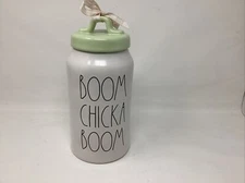 Rae Dunn By Magenta “BOOM CHICKA BOOM” Canister with Light Green Lid New