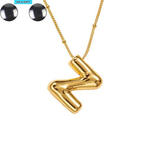 Bubble Letter Necklace Gold Plated With Bead Chain Dainty Jewelry Gift For Women - Picture 98 of 99