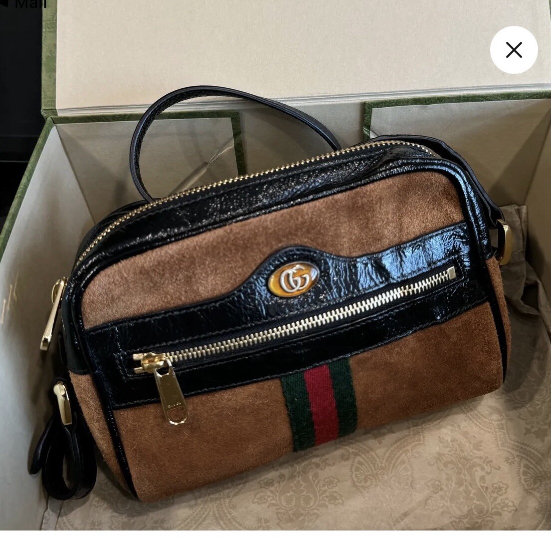 Gucci Brown Suede Vintage Mini Ophidia Crossbody Bag