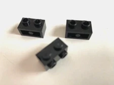 LEGO Parts: Modified 1x2 Bricks w/ Studs on 1 Side, Part# 11211, Black - 3 Pcs