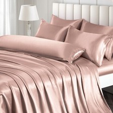 Ersmak 7 Pieces Satin Sheets Set California King Size, Luxury Silky Champagne...