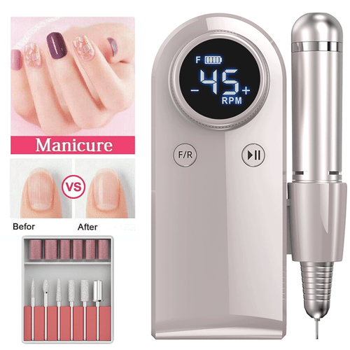 45000RPM Pro Green Electric Nail Drill File Buffer 6 Bits Manicure Pedicure Kit - Bild 1 von 26