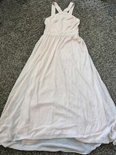 Lulus Womens Maxi Dress Small Pale Pink Air of Romance Halter Bridesmaid