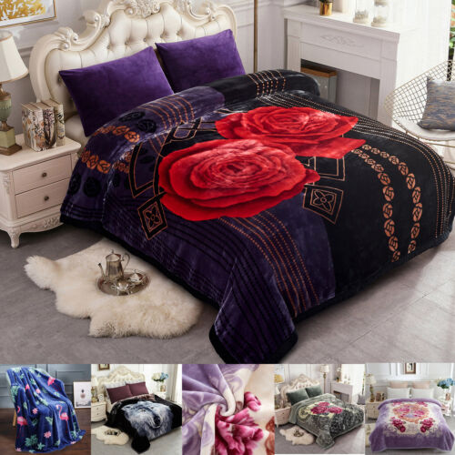 King Queen Mink Fleece Warm Blanket Thick Bedding Blankets Throws Winter Autumn - Picture 2 of 76