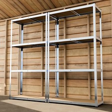 Boltless Steel 4 Tier Shelf Units - Double Pack of Garage Shelving, 1.38m High