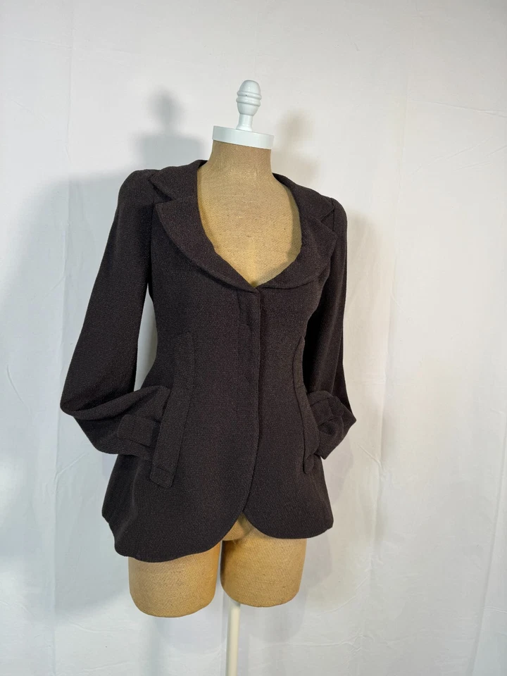 Chaqueta Blazer Emporio Armani Marrón Oscuro Ajustada Bolsillos Botones Talla 38 Talla S/XS Foto 2 de 4