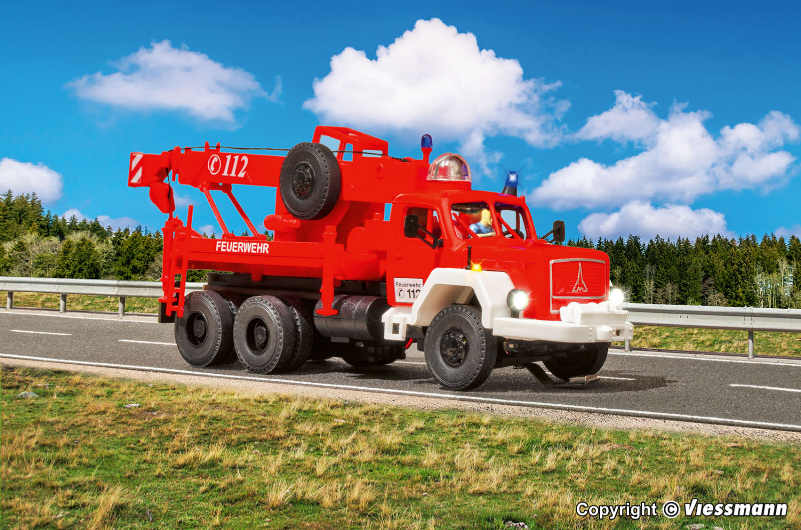 Viessmann 8051 Feuerwehr MAGIRUS DEUTZ 3-achs Bergekran 187(H0) NEUOVP