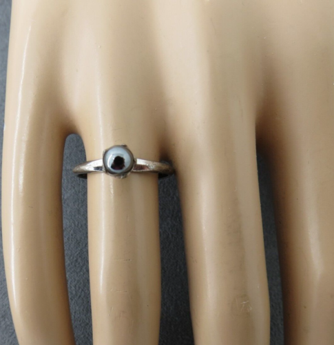 C&S Vintage Sterlingsilber Ring schwarz Hämatit runder Stein Größe 6,5 Designer - Bild 1 von 7