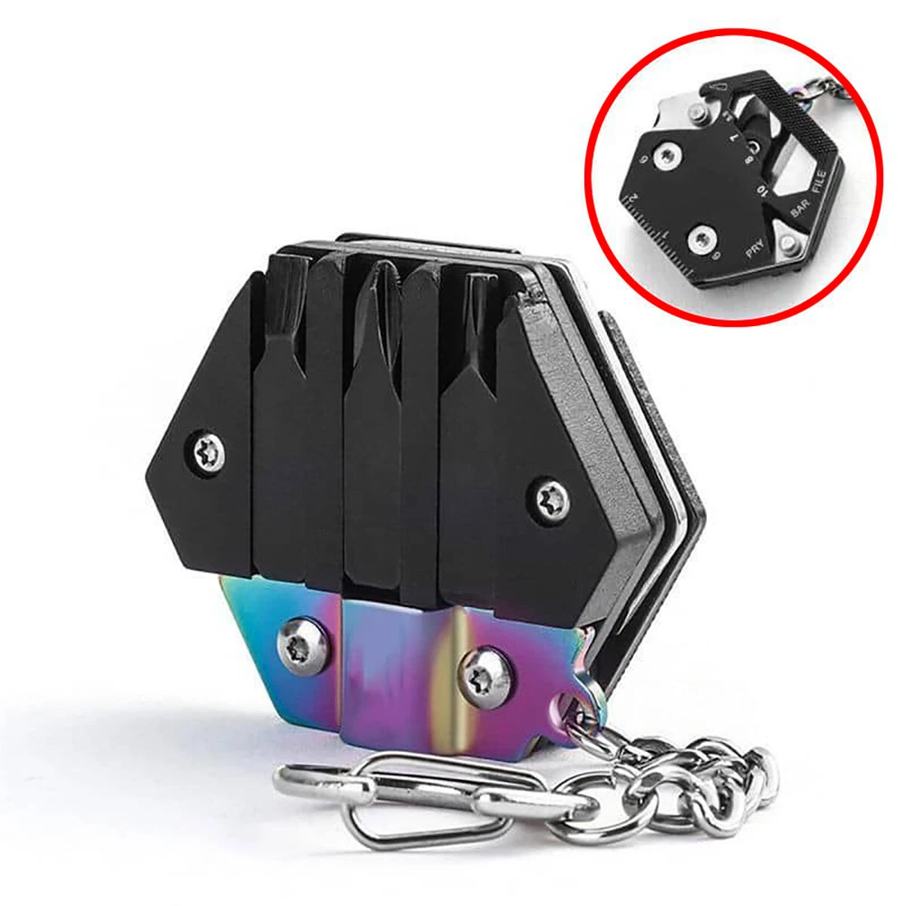 Multi Tool Folding Mini EDC Knife Outdoor Pocket Screwdriver Allen Wrench Ruler