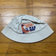 Vintage Gap Bucket Hat Kids Boys Size Large/Extra Large XL Tan Surf Logo Cap Y2K