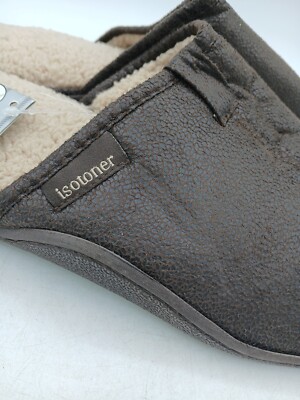 Totes Isotoner mit Memory Foam Wildlederimitat Hausschuhe braun UK 7-8. SL7