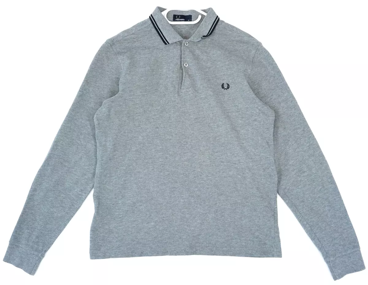 Fred Perry M3636 Gray Long Sleeve Polo Shirt Adult Size M | eBay