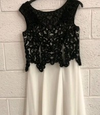 LADIES NIGHTINGALES BLACK/IVORY  EVENING DRESS UK SIZE 14 BNWT