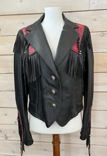 Handmade Wilderness Wayne Nashville Cowboy Leather Jacket Black Fringe Sz S