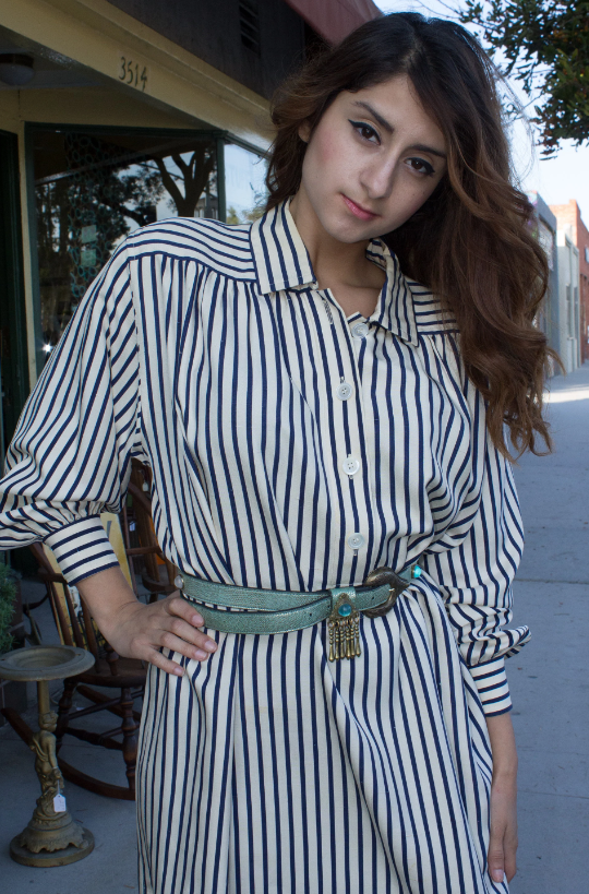 Abito YVES Saint Laurent YSL stile pigiama taglia M L anni 80 abito couture righe