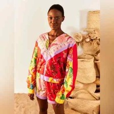 Farm Rio Mixed Scarves Windbreaker Nwt Small