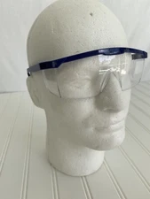 4 Safety Glasses Clear with Blue Trim Fits Over Most Glasses Side Shields