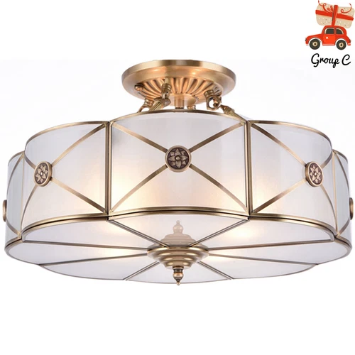 Vintage Ceiling Light Chandelier Stained Glass Lamp Flush Mount Fixture Tiffany