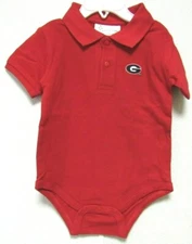 NCAA Georgia Bulldogs Red Golf Shirt Romper Circle G Logo Two Feet Ahead