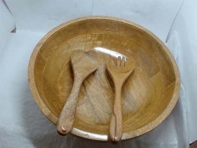 UsedVeryGood - Palm Naki Premium Acacia Wood Salad Bowl Set, 3 Piece, 12 x 4
