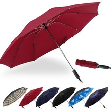 LLanxiry Compact Travel Umbrella, Windproof 44 Inch, Inverted-Yellow Plaid