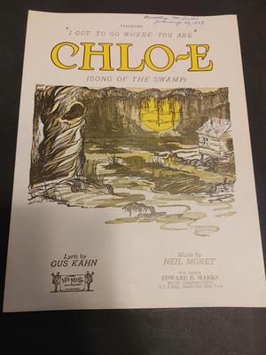 CHLO-E Song Of The Swamp 1927 Vintage Sheet Music
