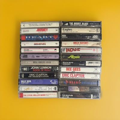 Vintage Rock Pop Cassette Tape Lot of 24 Beatles Eagles Pink Floyd Journey ABBA