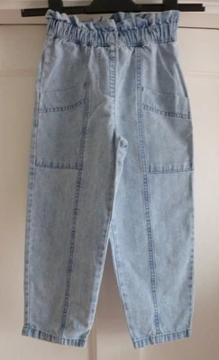 Girls Age 5 Years Light Blue Cotton Blend Denim Jeans with Frill Waist from Next - Image 1 of 4
