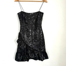 Likely Black Sequined Structured Cocktail Holiday Partyf Dress Women's Size 2