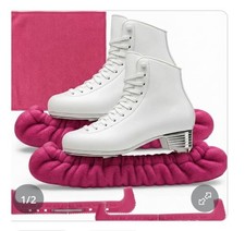 Ice Skate Guards, Soakers, Towel Gift Set. Adjustable Guard Design. Large, Red.