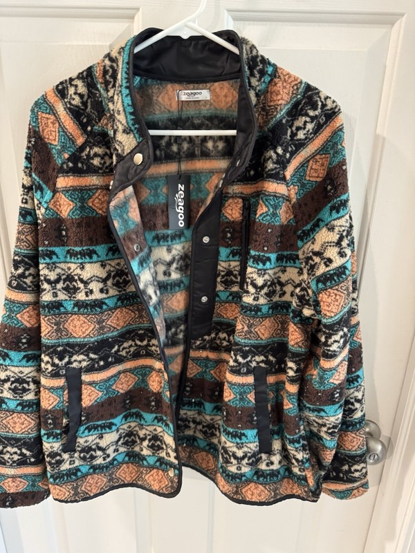 Zeagoo Navajo Print Fleece Jacket Large New With Tags