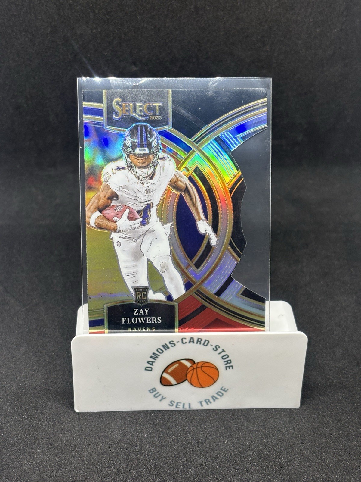 Zay Flowers 2023 Panini Select Premier Level Red Black Die-Cut RC