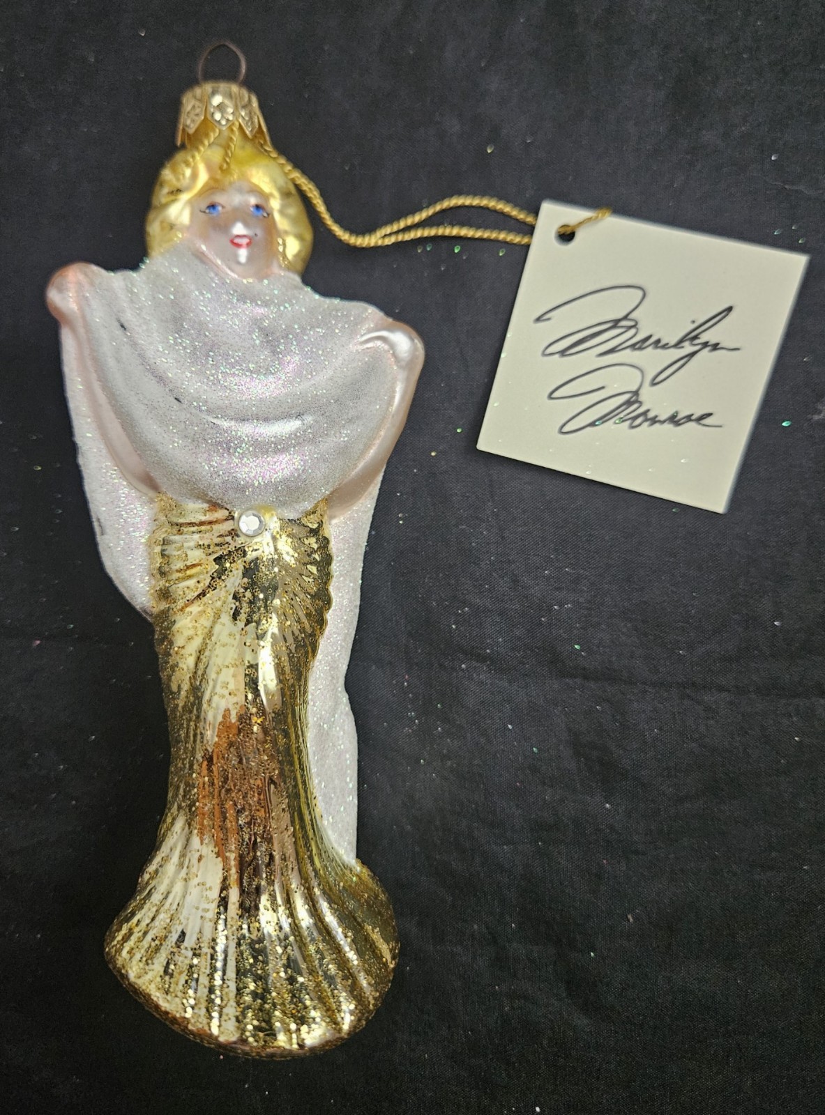 VTG Kurt Adler Polonaise Glass Ornament Marilyn Monroe Glamour Gold Hollywood