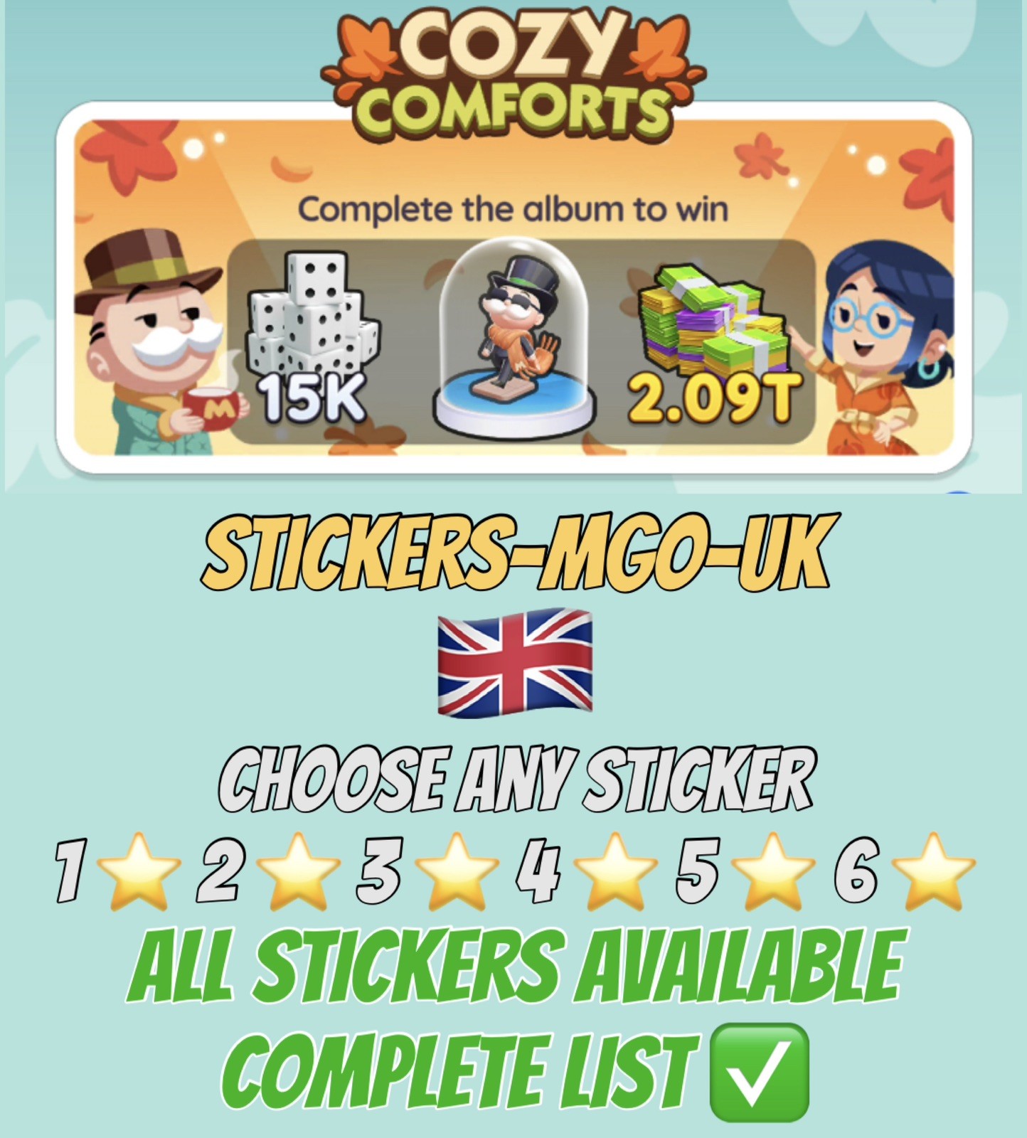 Mono_poly GO Acogedoras Comodidades Elige Cualquier Pegatina ✅ Juego 1-22 ⭐ ¡ENVÍO RÁPIDO!