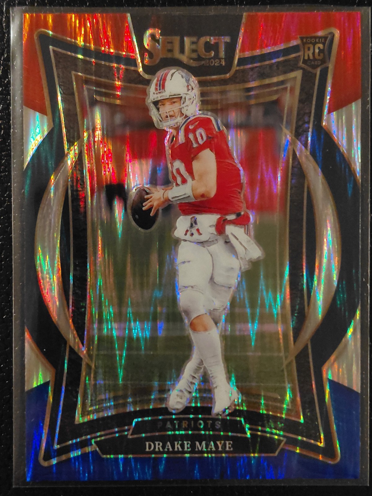 2024 Panini Select Concourse Drake Maye RC Rookie Red & Blue Shock Prizm #27