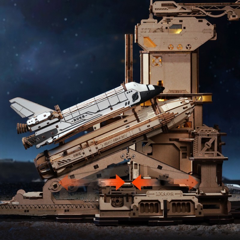 ROKR Space Shuttle 3D Wooden Puzzle Moving Rocket Launch Tower for Adults Teens