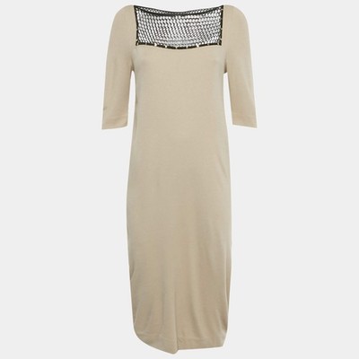 Class by Roberto Cavalli Beige Mesh Detail Jersey Midi Dress M