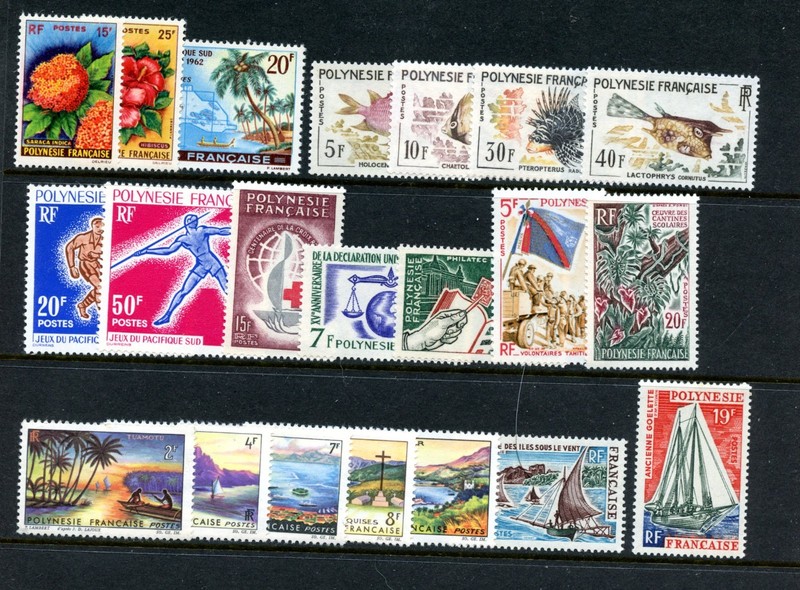 French Polynesia #196\221 (F625) (21) issues, M, LH, FVF, CV$250.40