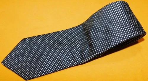 HUGO BOSS MADE IN ITALY BLACK/SILVER/WHITE DOTS MOTIF TIE - TIES - DESIGNER TIE.