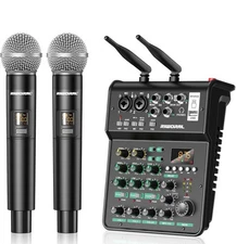 Riworal  Ra-4 Mixer W 2 Microphones USB Pro Mix 4 Channel